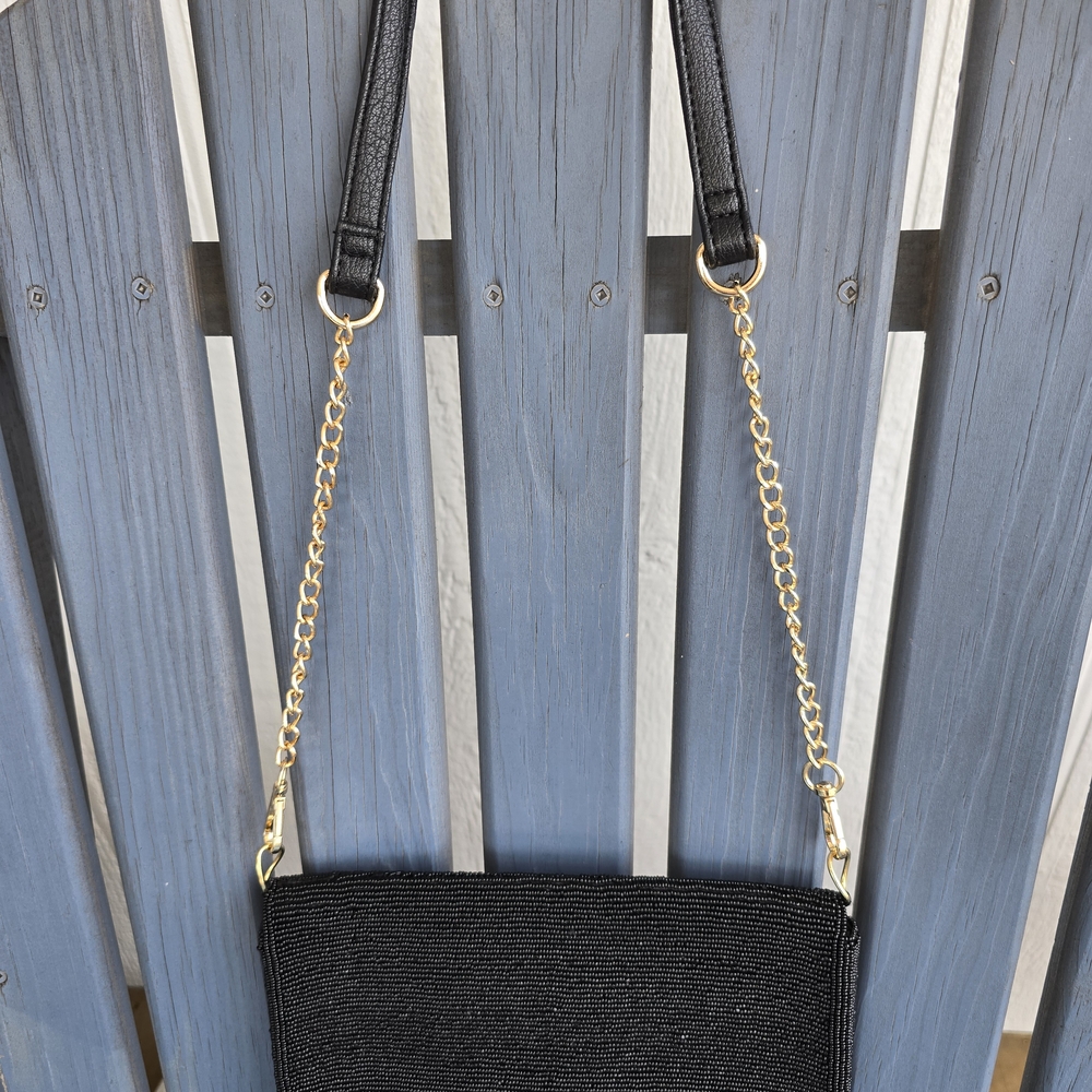 Chic Black Beaded Evening Clutch - Picture 12 of 16